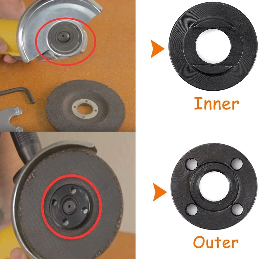 2pc M16 Thread Replacement Angle Grinder Inner Outer Flange Nut Set Tools Pure Iron Plate Splint Clamp Angle Grinder Accessories