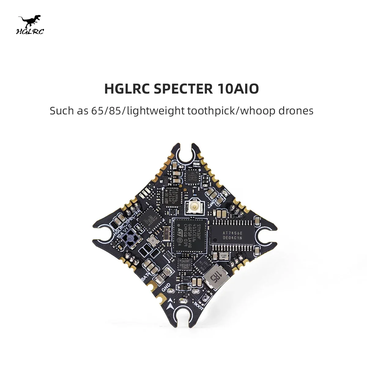 HGLRC SPECTER 10A 1-2S AIO Flight Controller, F411 ICM42688 400mW VTX ELRS 2.4G RX for 65-85mm Tiny Whoop Toothpick
