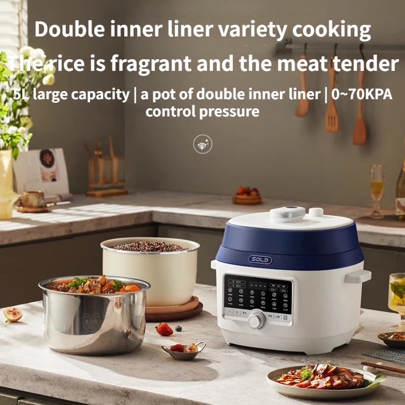 Electric Pressure Cooker Smart 5L Large Capacity Automatic Rice Cooker Stainless Steel Ceramic Glaze Double Inner Liner 압력밥솥