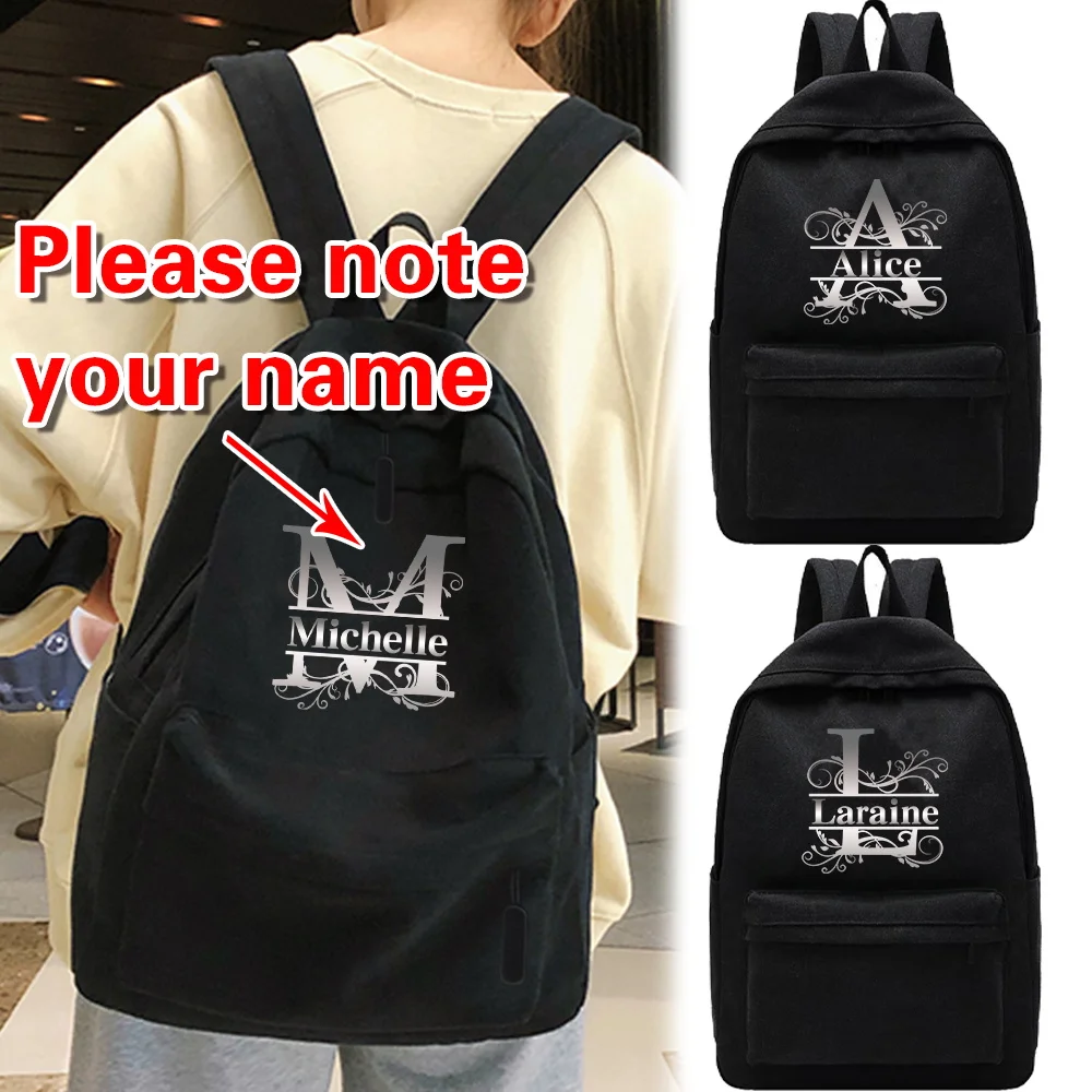 

Повседневная школьная сумка с индивидуальным именем, рюкзак для хранения канцелярских принадлежностей, легкий рюкзак для покупок, прочная молния, два сумки на плечо