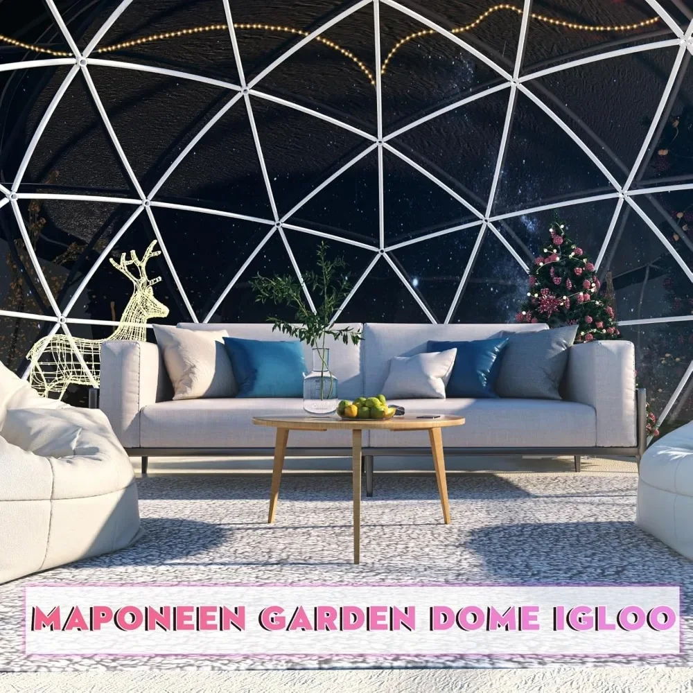 12FT Garden Dome lgloo, Geodesic Dome Greenhouse with PVC Clear Cover, Waterproof Garden Bubble Dome Tent House, Greenhouses