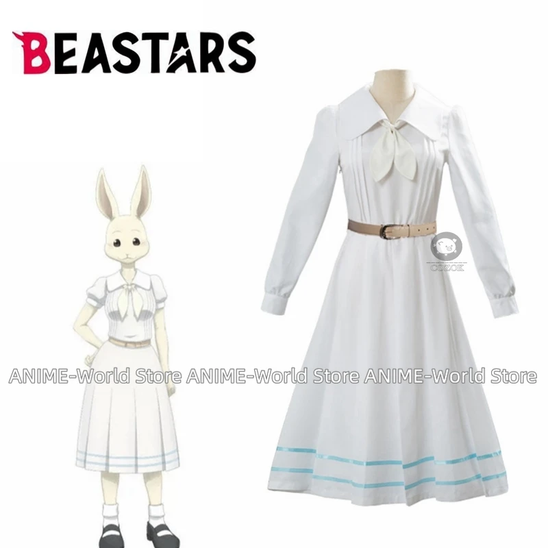 

《Custom Made》Anime Beastars Haru Cosplay Costume Long sleeves Uniform White Rabbit Animal Cute Dress