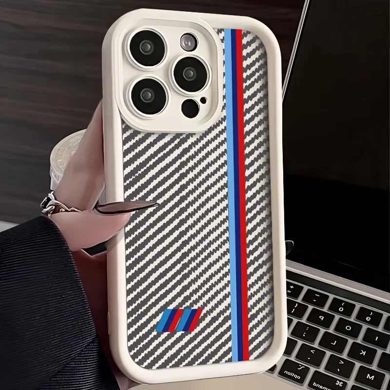 

Creative tri color ribbon pattern phone case suitable for iPhone 17 16 15 14 13 12 11 Pro/Max/Plus anti drop and shockproof