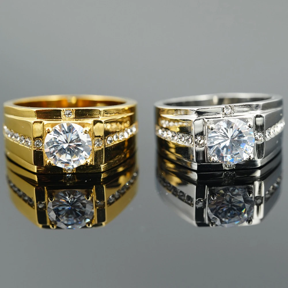 Luxury Gold Silver Color Classic Wedding Ring Men Women Stainless steel Inlaid Round Cubic Zircon Finger Rings Fashion Jewelry