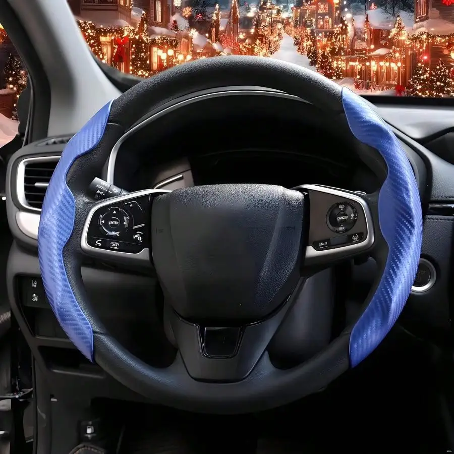 

2 Pc Car Carbon Fiber Steering Wheel Cover, Anti-Skid Scratch-Proof Ultra Steering Wheel Cover Protector Men/Women, Universal Fit Steering Wheel, Car Accessories Gifts