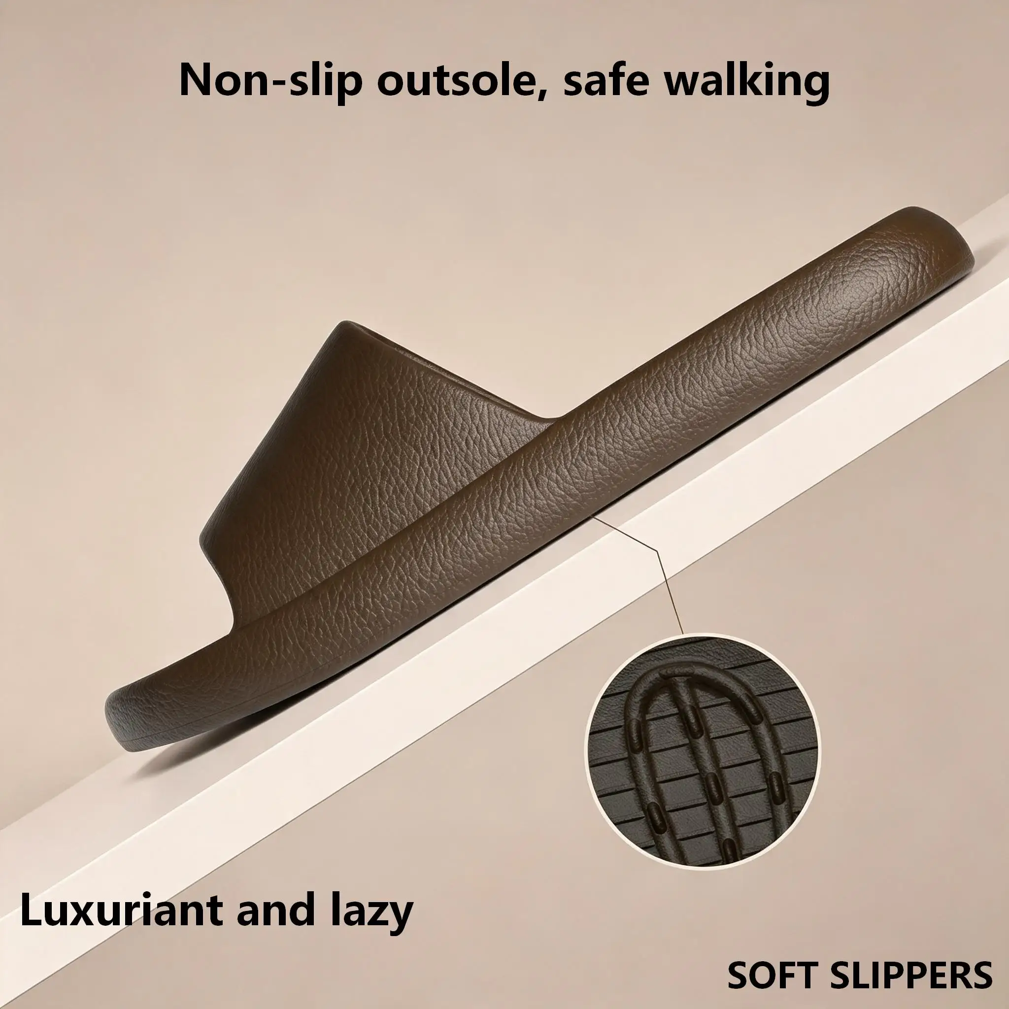Unisex Soft EVA Slide Slippers Silky Leather Texture Home Slippers Men Women Indoor Casual Summer Fashion Sandals
