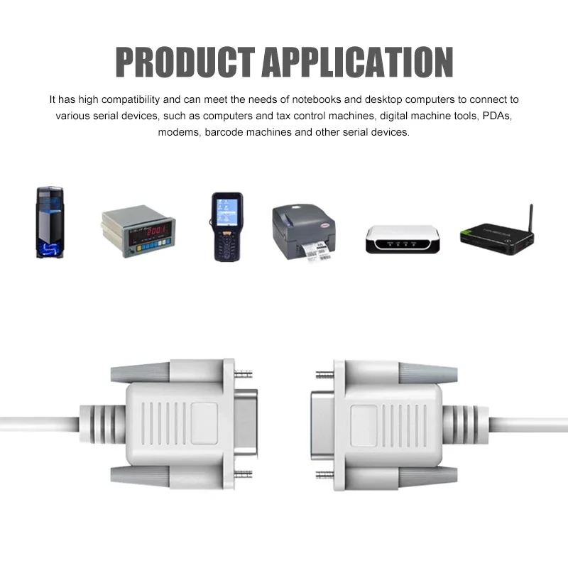 30AWG DB9 Male Female Direct Connection Data Cable RS232 Serial Port Connectors Pure Copper Nickel Plated 9Pin COM Extension Wir