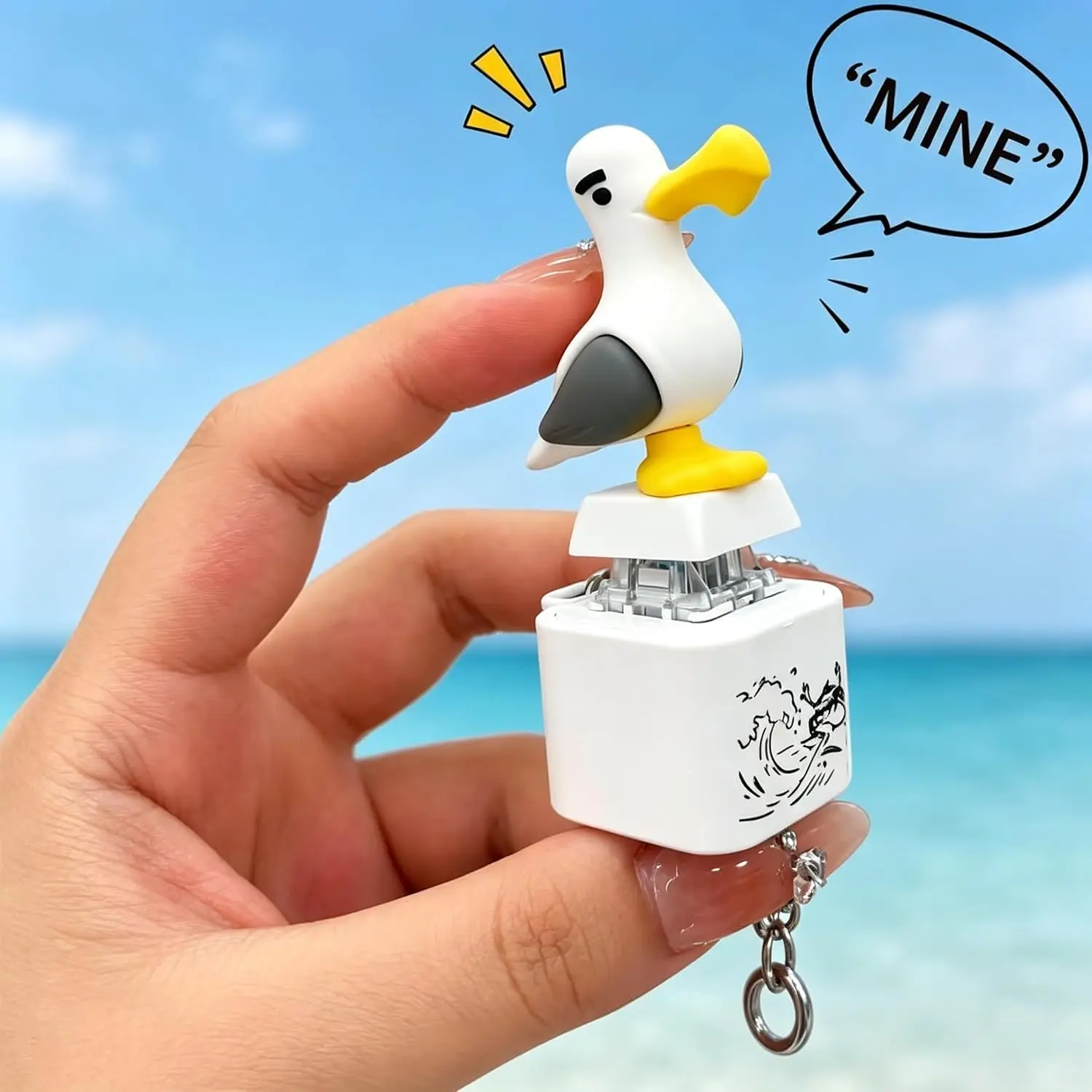 Seagull Mine Button Keychain Mine Bird Voice Keys Little Seagull Creative Keychain USB Model