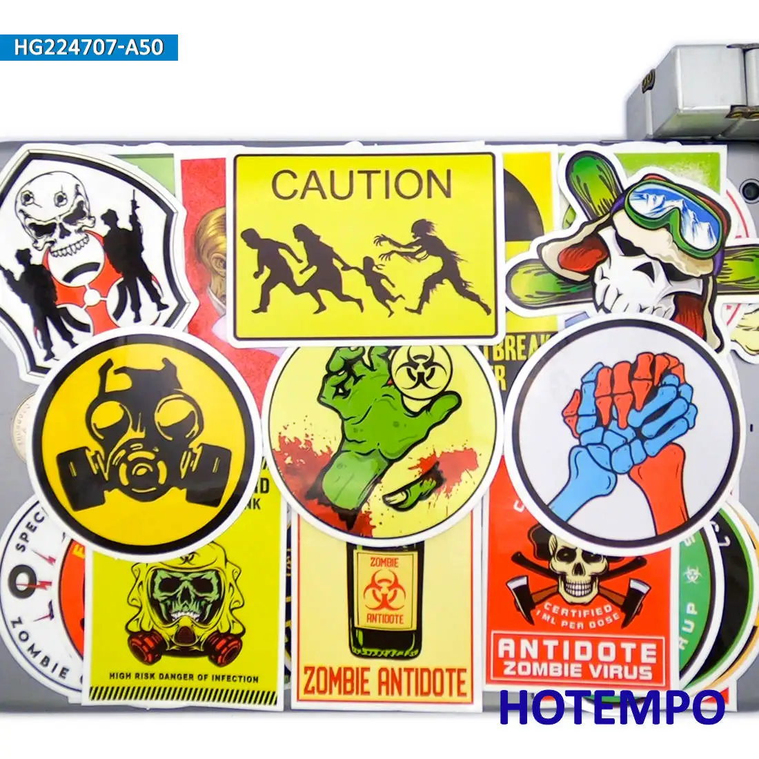 20/30/50 Stuks, Waarschuwing Zombies Crisis, Skull Hunter Team Waterdichte Stickers, voor Laptop, Telefoon, Bagage, Fiets, Motorfiets, Skateboard, Gitaar, Helmen, Auto stickers