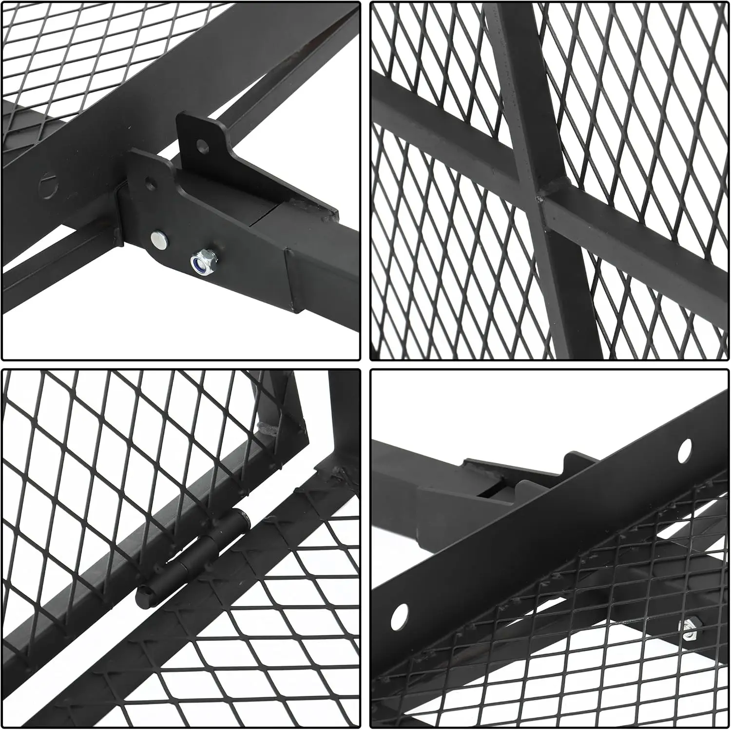 Heavy Duty Hitch Mount Wheelchair Carrier, Steel Mobility Scooter Hauler Cargo Rack, Vehicle Trailer Hitch Transport Tray With Integrated Folding Loading Ramp, Outdoor Travel Utility, Black, 1 Piece