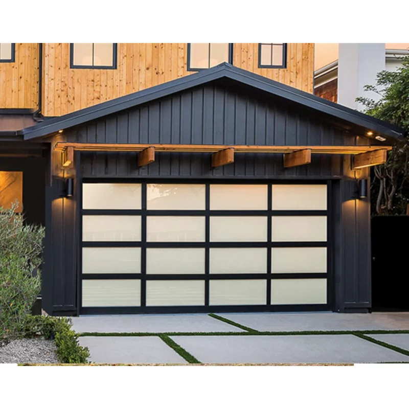 Customization Laminated Frosted Automatic Glass Sectional Anodised Aluminum Garage Door