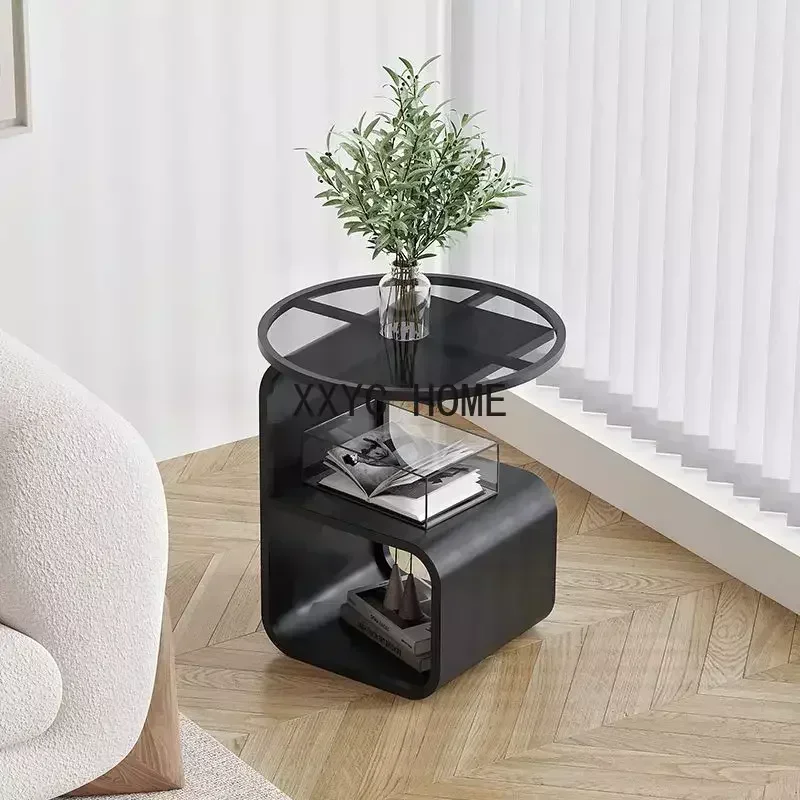 

Кофейный столик TAO в скандинавском минималистичном стиле, круглый, из закаленного стекла, приставной столик к дивану, железный приставной шкафчик для гостиной, прикроватный столик для спальни