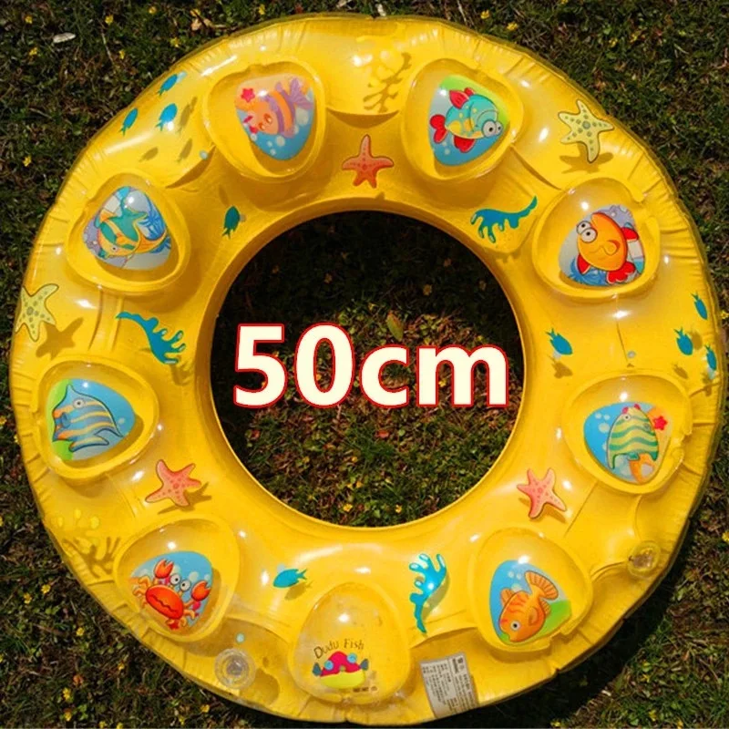 Summer Children's Swimming Pool Water Accessories Fluorescent Crystal Ring Solid Color Inflatable Adult Thickened Double Air Bag