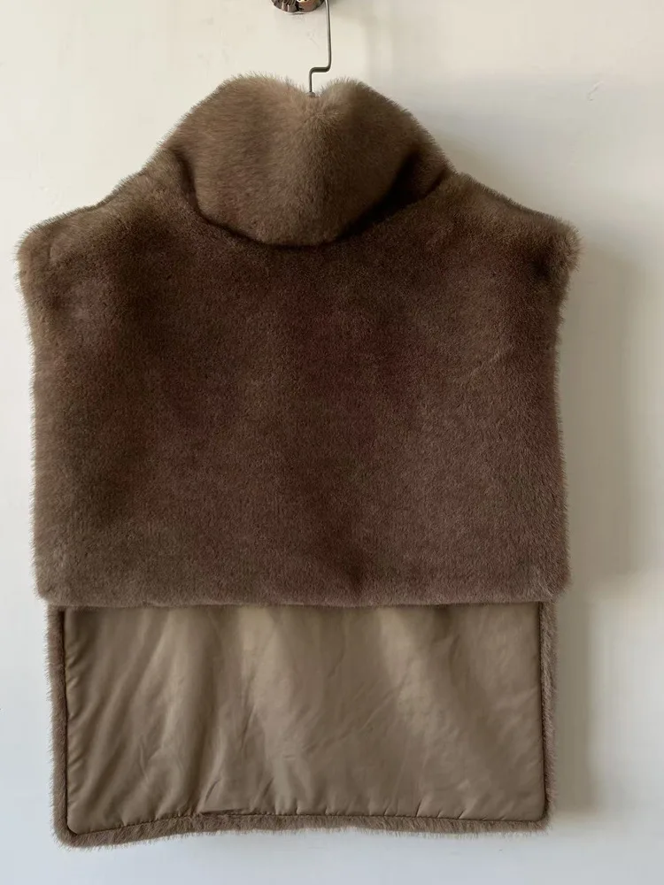 Solid Faux Fur Vest Crop Top Women Fashion Turtleneck Fluffy Short Tank Tops 2025 Winter Female Elegant Sleeveless Jacket Coat