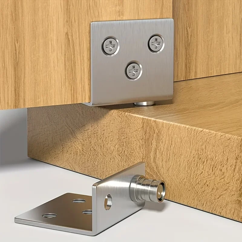 1 Set Top & Bottom Pivot Concealed Hidden Hinges, Corner Connecting Brackets for Wooden Furniture Doors & Fire Hydrant Box Doors
