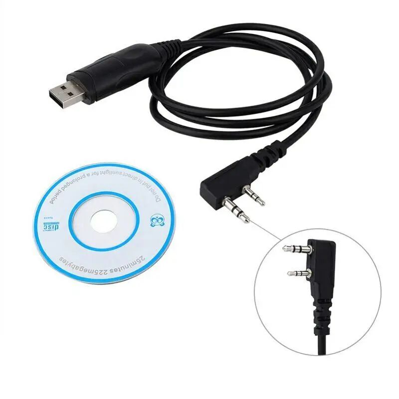 Baofeng USB Programming K-Head Cable and Software CD for Baofeng Walkie Talkie UV-5R Serise BF-888S Kenwood  Wouxun Accessories