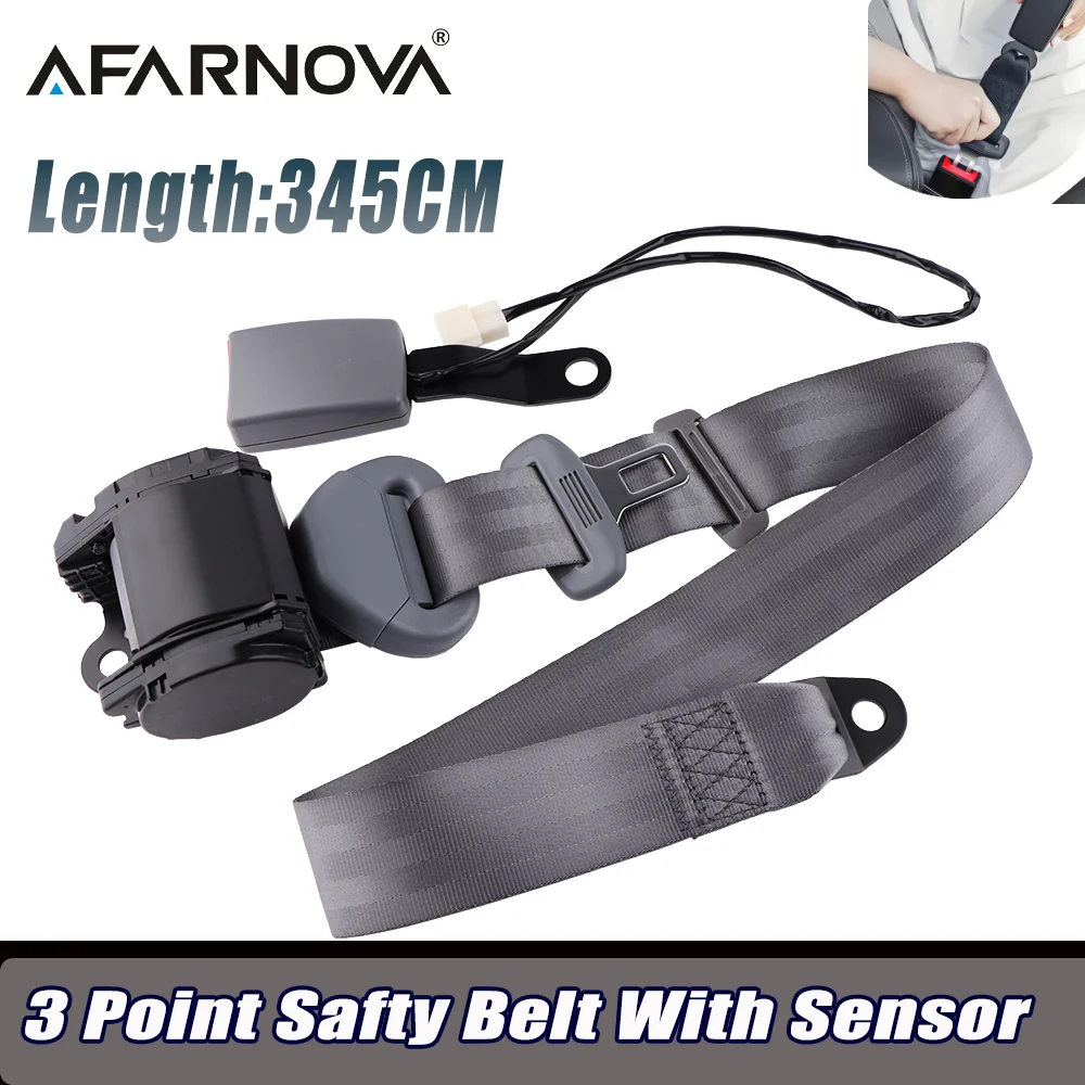 High Quality Universal Seat Belts 3 Point Safety Belt With Curved Rigid Buckle With Warning Accessories