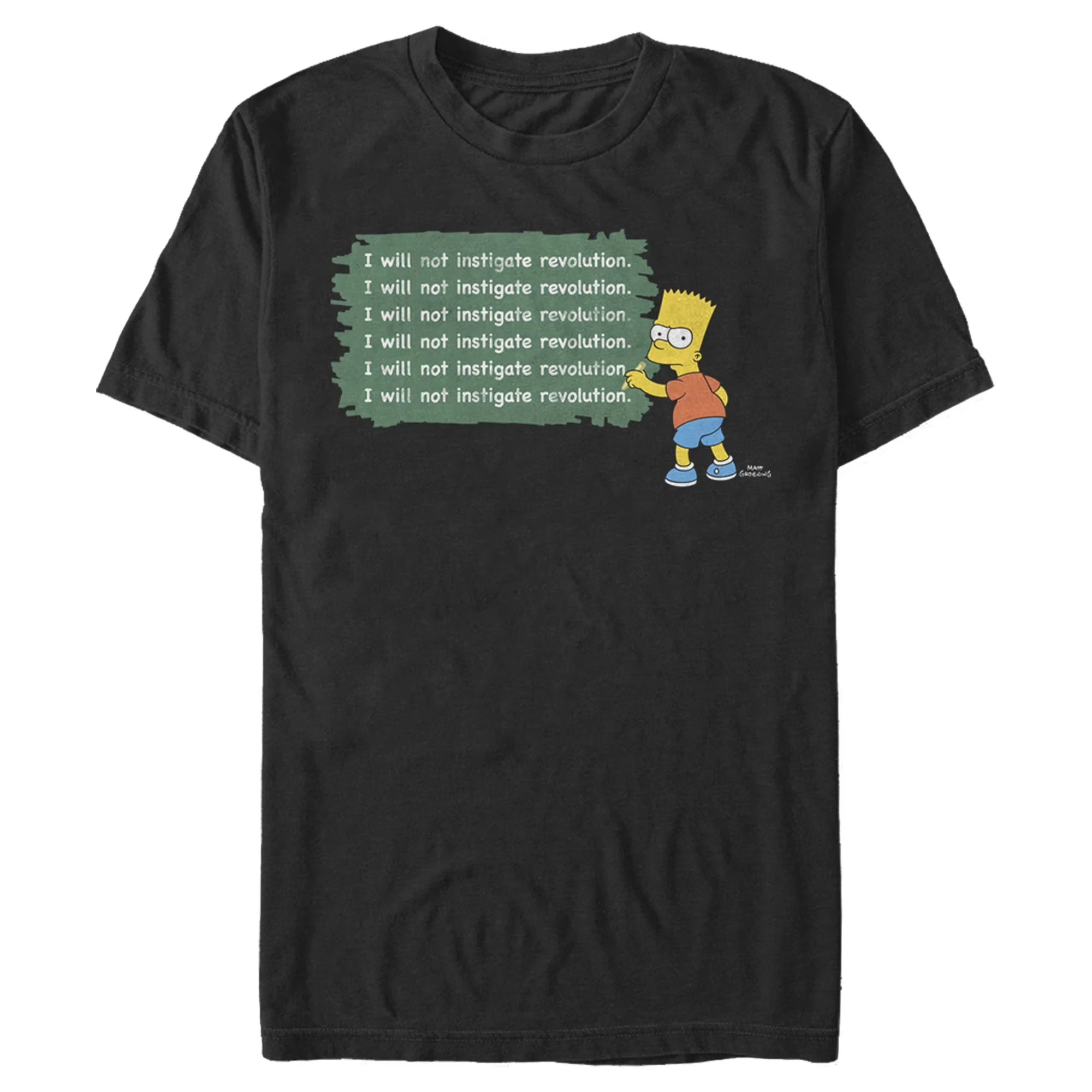 Men's The Simpsons Bart Chalkboard Graphic Tee Black Large S-4XL Tee Santa Tee Funny Graphic Tee Retro