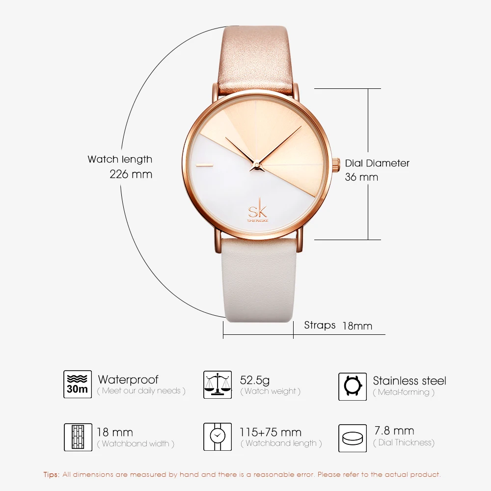 SK Top Luxury Leather Watches Women Creative Fashion Quartz Watches For Reloj Mujer Ladies Wrist Watch SHENGKE Relogio Feminino