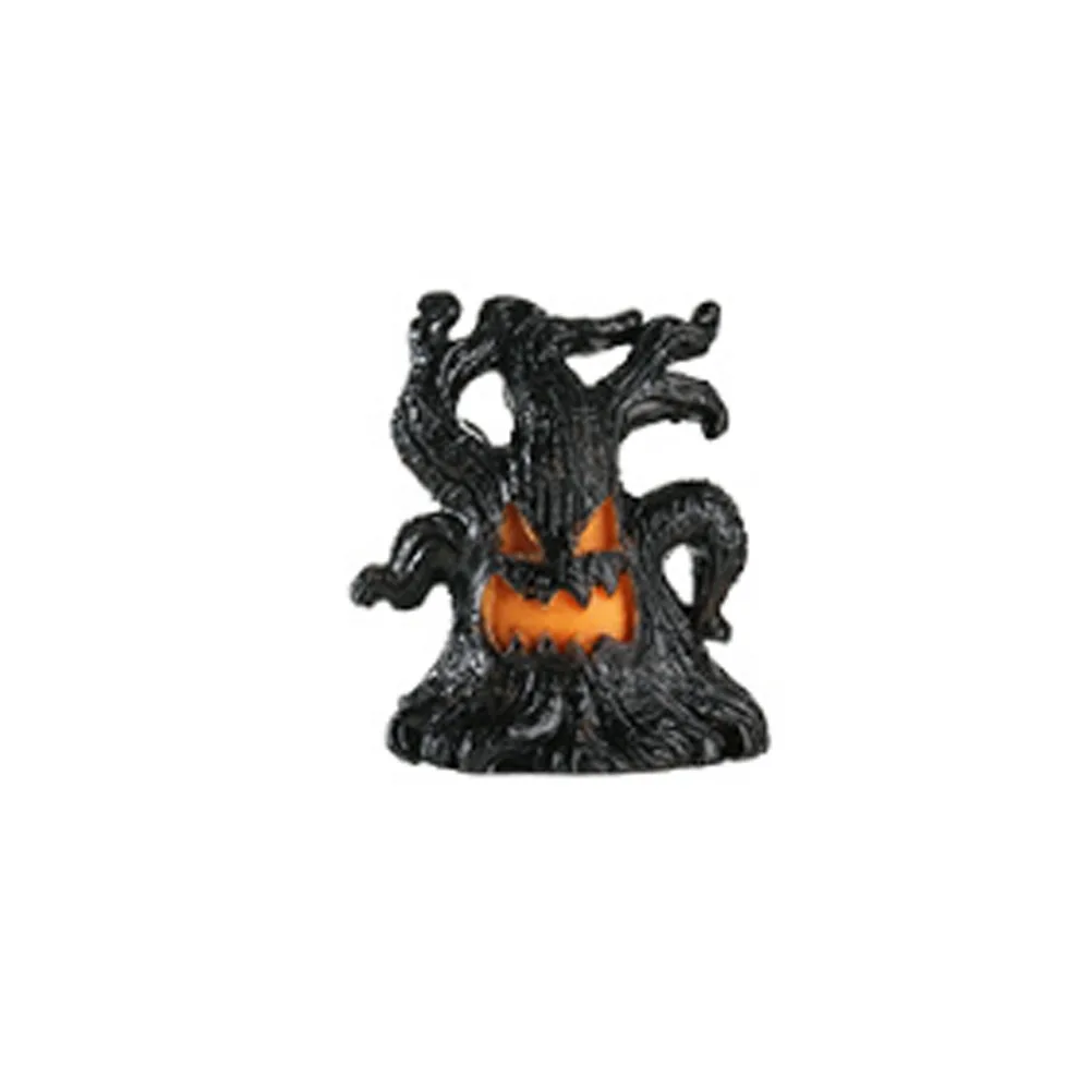 Resin Halloween Monster Tree Light Ornament Mini Tree Stump Spooky LED Ghost Decor Lights Simulated Tree Glow Effect