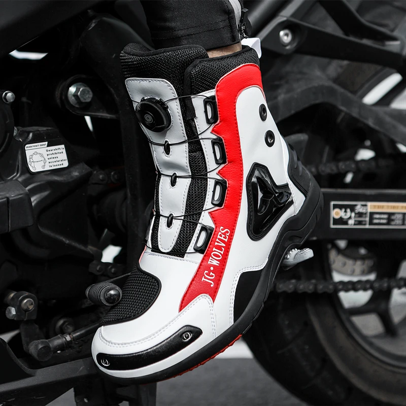 Off-road Men Women Four-season Travel Riding Motorcycle Commuter Boots Protective Casual Leather Shoes Non-slip Rubber Soles
