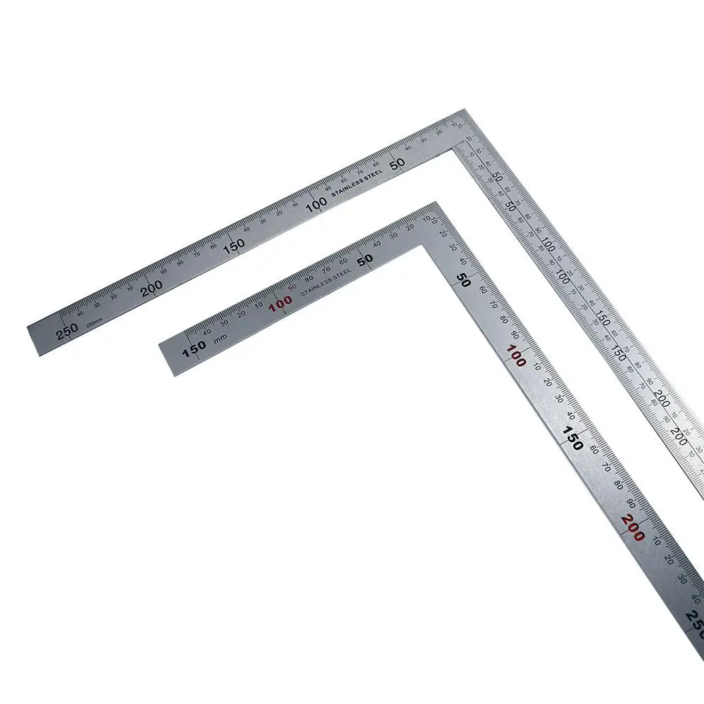 Materiale scolastico a doppia faccia Strumento di misurazione Righello angolare in acciaio inossidabile 90 Righello a forma di L Righello dritto da 90 gradi