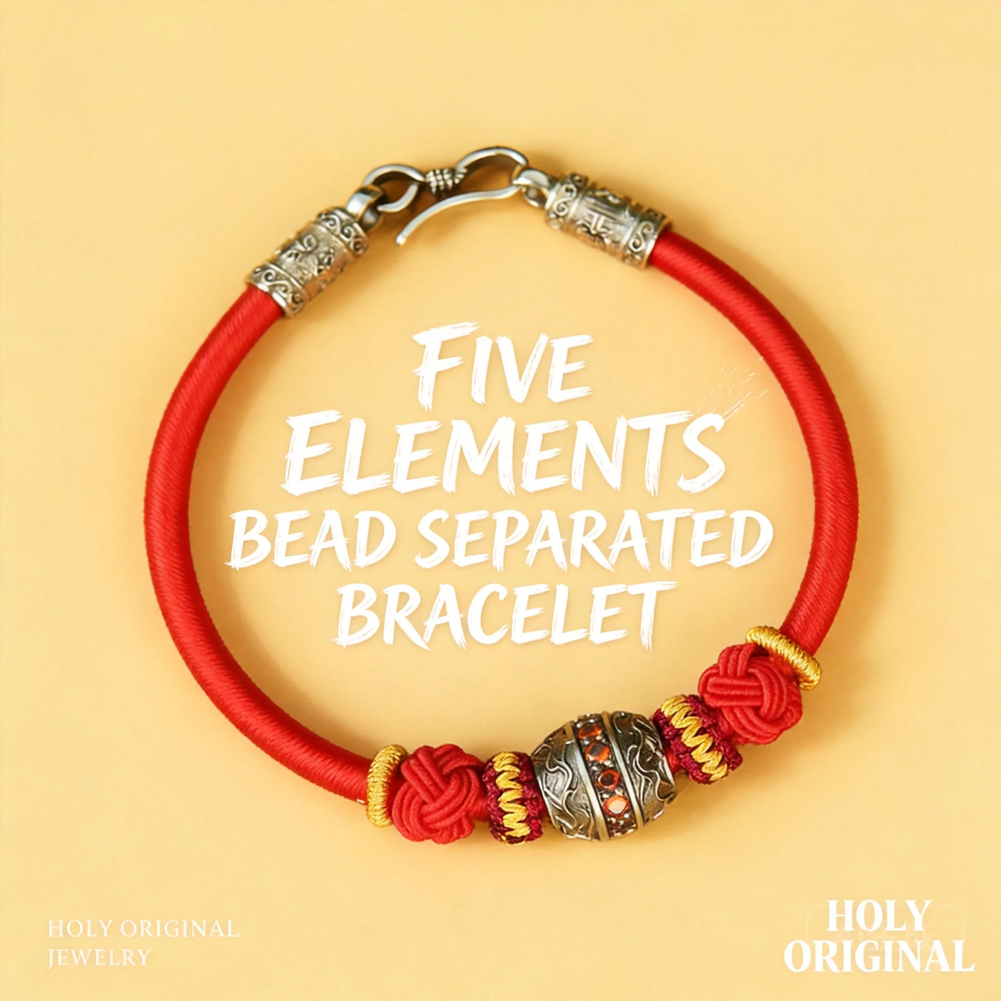 Chinese Style Five Elements Lucky Beaded Red Rope Bracelet Handwoven Fortune Blessing Unisex Bracelet For Zodiac Year Jewelry