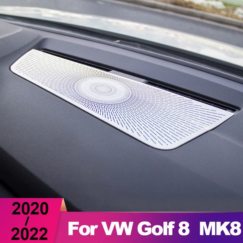 Stainless Steel Car Dashboard Audio Speaker Stereo Cover Trim Stickers For Volkawagen VW Golf 8 2020 2021 2022 2023 Accessories