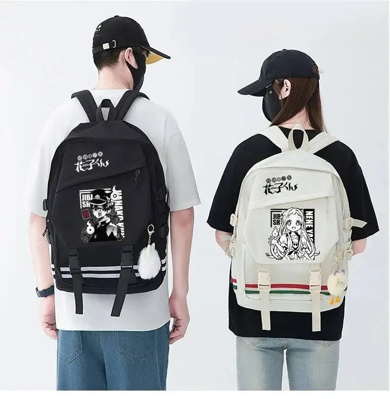 أنيمي لعبة أسود أبيض Jibaku Shounen المرحاض ملزمة Hanako-Kun طالب المراهقين الحقائب المدرسية حقائب الظهر