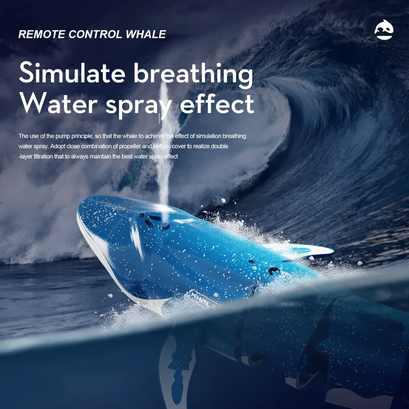 RC Toy 2.4G ABS Dual Propeller Bionic Design Spiral Drive Water Spray Waterproof Remote Control Whale Toys for Children Gift