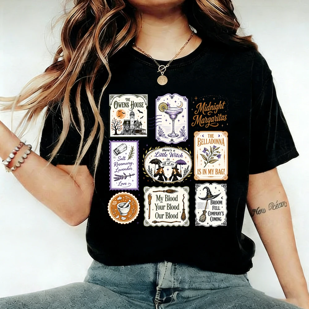Vintage Midnight Margaritas Shirt Practical Magic Tee Halloween Movie T-Shirt Girls Will Be Girls Shirts Spooky Season Top Gift