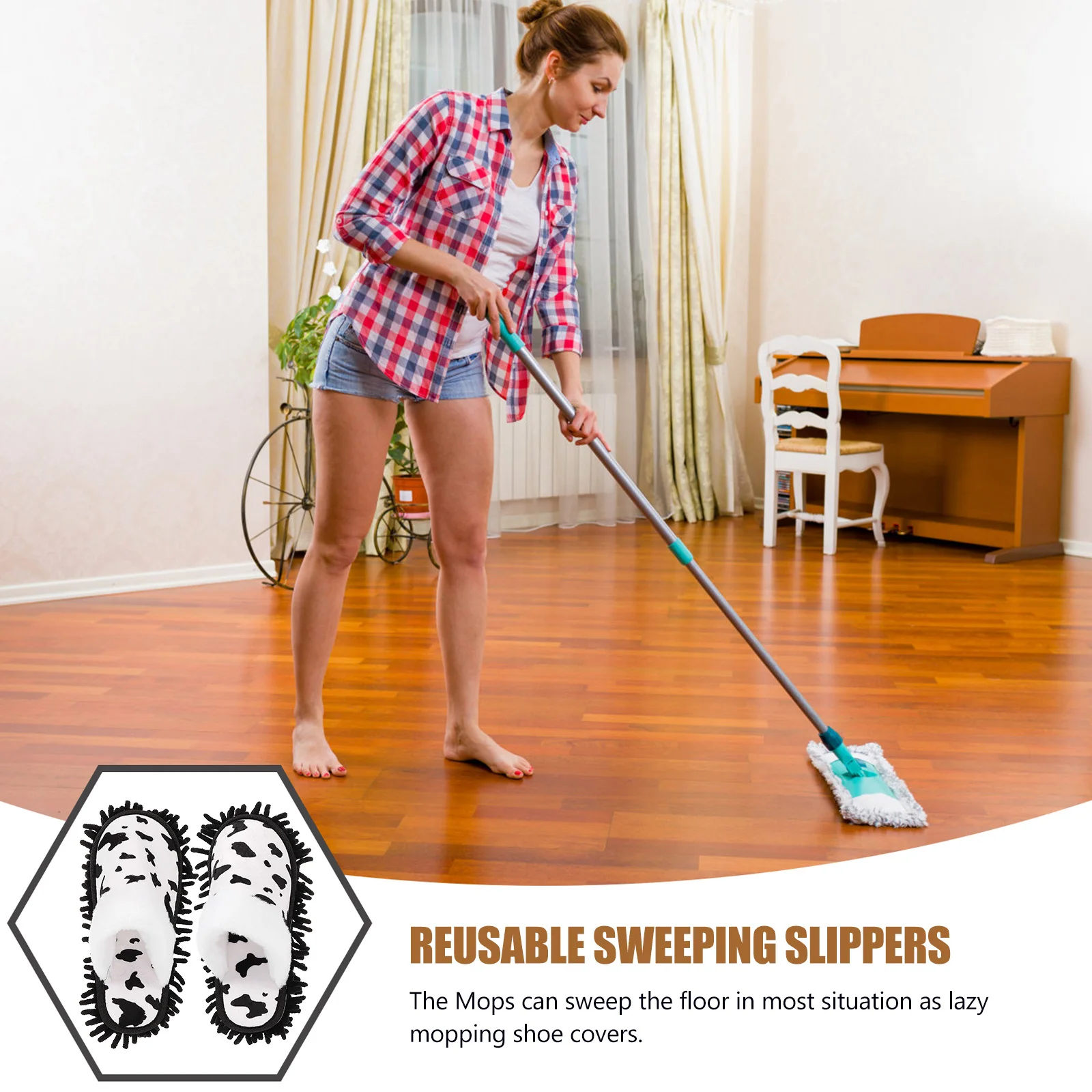 

1Pair of Mop Slippers Convenient Practical Cleaning Shoes Non Slip Washable Durable Floor Sweeping Slippers for Home