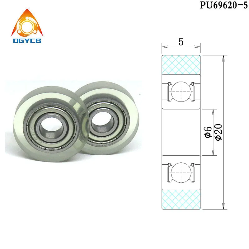 1 sztuk 4x20x5mm łożyska z miękkiej gumy PU62420-5 OD 20 mm powlekane poliuretanem mechaniczne koło pasowe przenośnika Mini PU plastikowy krążek