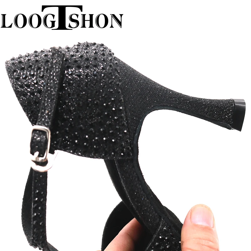 LOOGTSHON Wedding Shoes For Women Salsa Dance Shoes Woman Sandals With Platform Silver Dance Shoes Rhinestone