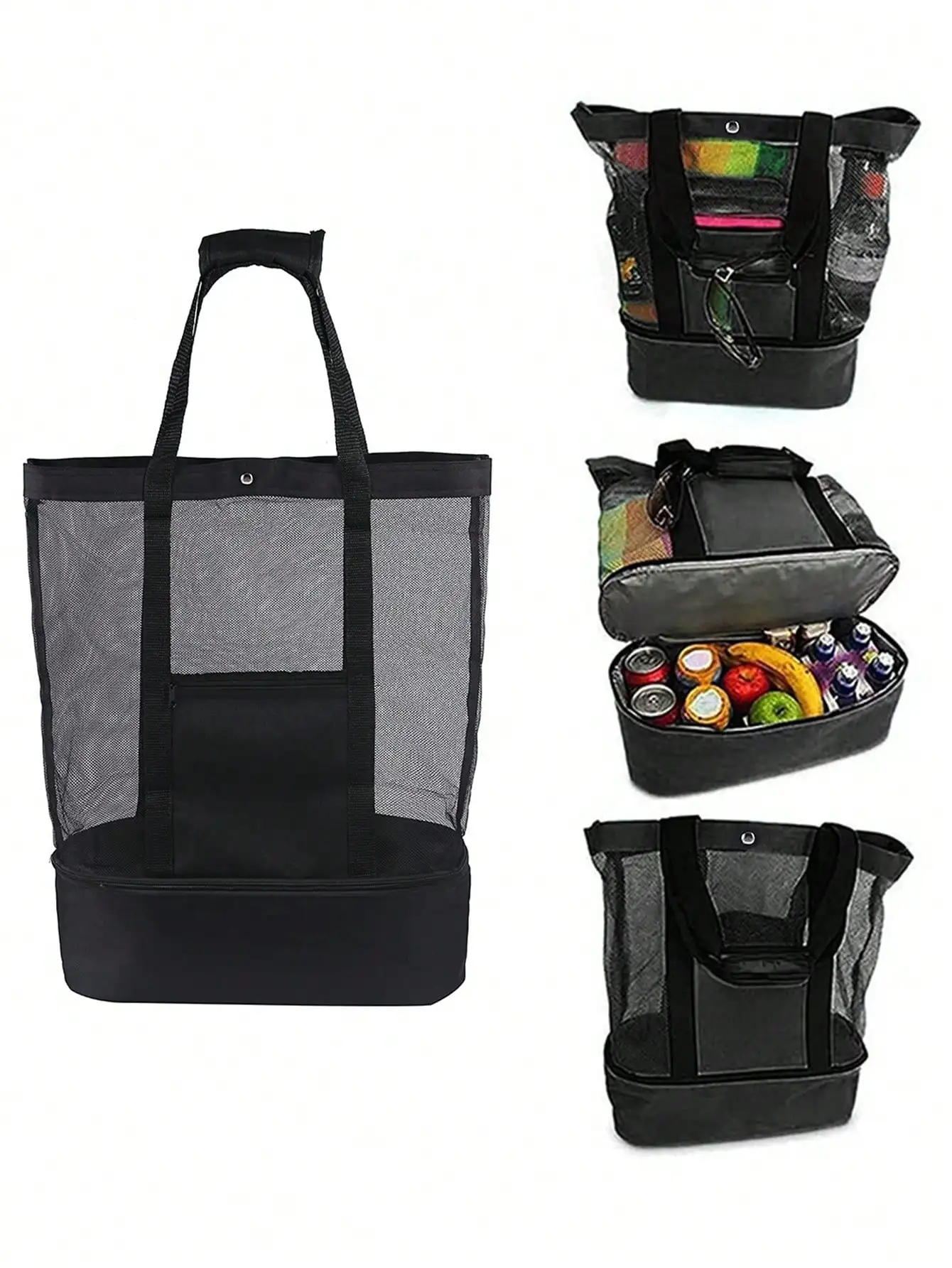 

Large Capacity Waterproof Insulated Tote Bag, Suitable For Beach, Travel, School And Various Occasions, Classic Casual Style