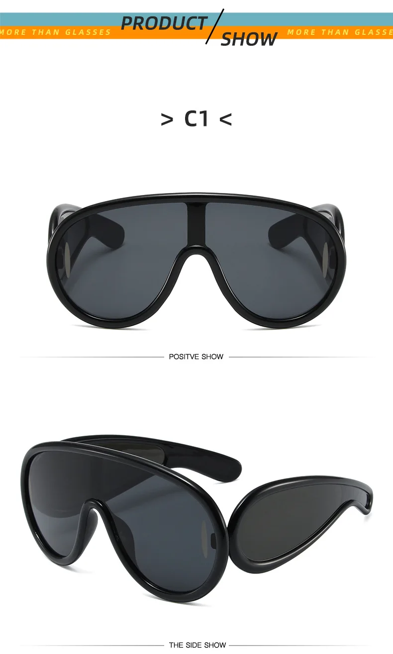 Y2K Sport Punk Sonnenbrille Frauen Männer Einteilige Sonnenbrille für Damen Luxus Marke Übergroßen Steampunk Brillen Goggle UV400 – Detail 8