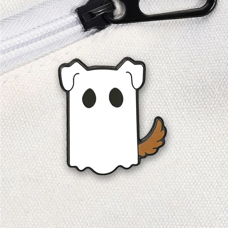 Niedliche Geisterkatze mit Daumen nach oben Emaille-Abzeichen Kawaii Geister-Pin Halloween Metallbrosche Revers-Accessoire Geschenk für Kleidungsaccessoires – Detail 4