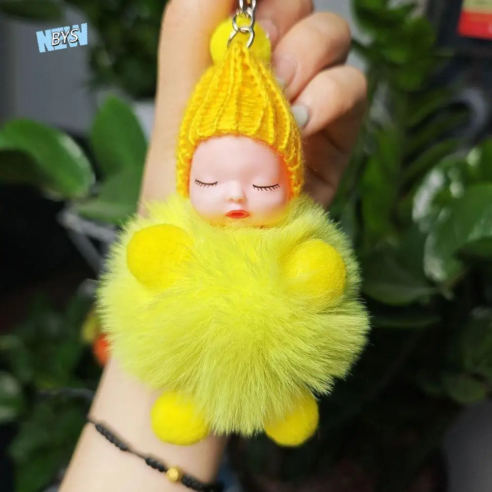 

Knitted Hat Pompom Sleeping Baby Keychain Lovely Cute Sleeping Baby Key Chain Baby Doll Plush Doll Sleep Baby Pompom Keyring