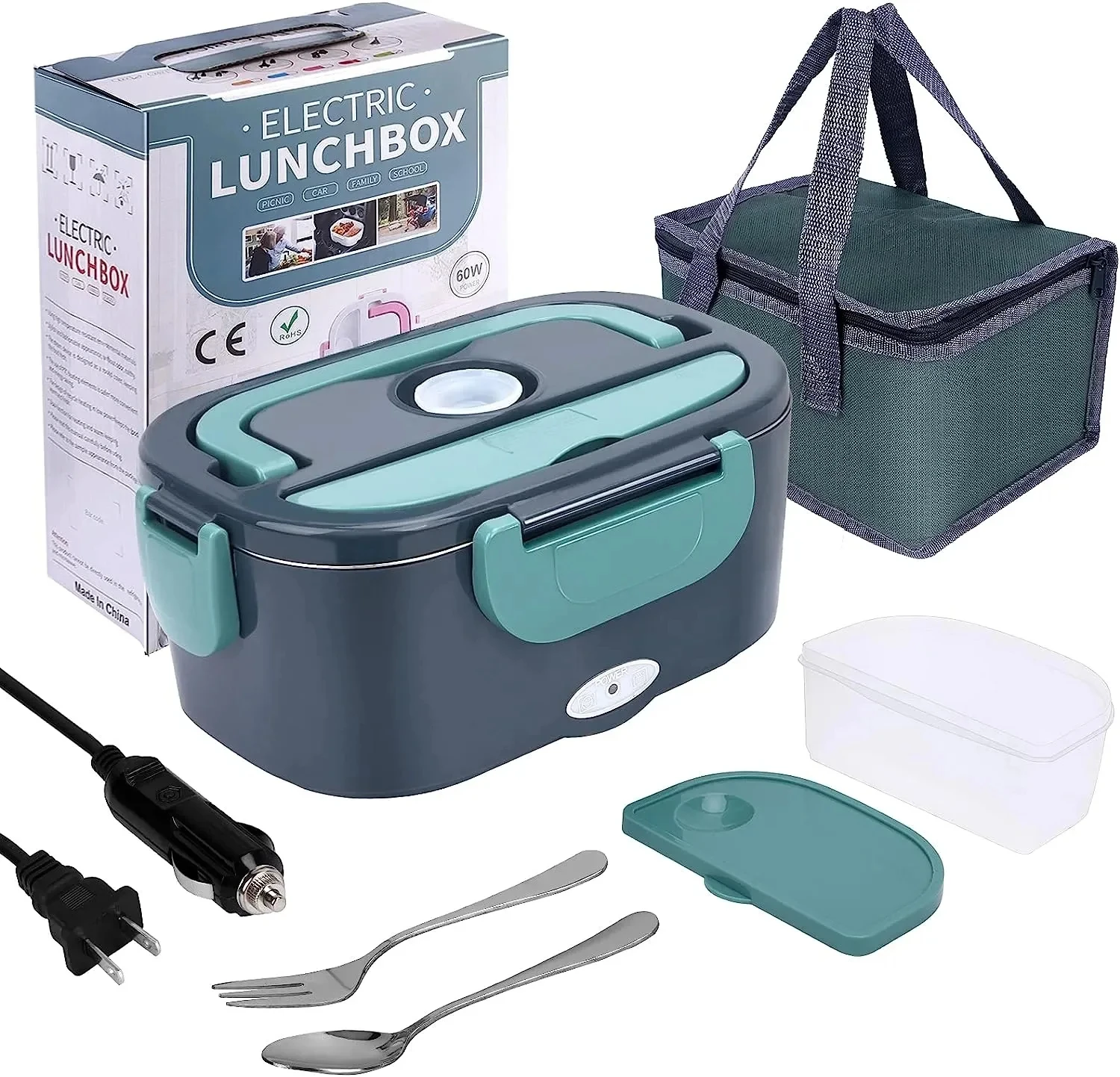 1.5L 60W Electric Portable Lunch Box Food Warmer – Leak-Proof Food Heater for Car or Home, Lunch Heating Microwave for Truckers