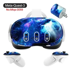 Sticker Vinyl Skin for Meta Quest 3 VR Headset Controller PVC Decals Halloween Pattern Wrap Cover for Oculus Quest 3 Accessories
