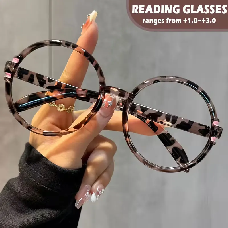 4Pcs New European and American Style Round High-Quality Versatile Luxury Reading Glasses for Women, Elegant and Simple, Made of Pc Material, with Prescriptions from +1.0 to +4.0, Suitable for Computer/Tv/Mobile Phone Use, Ideal for Daily Computer Work