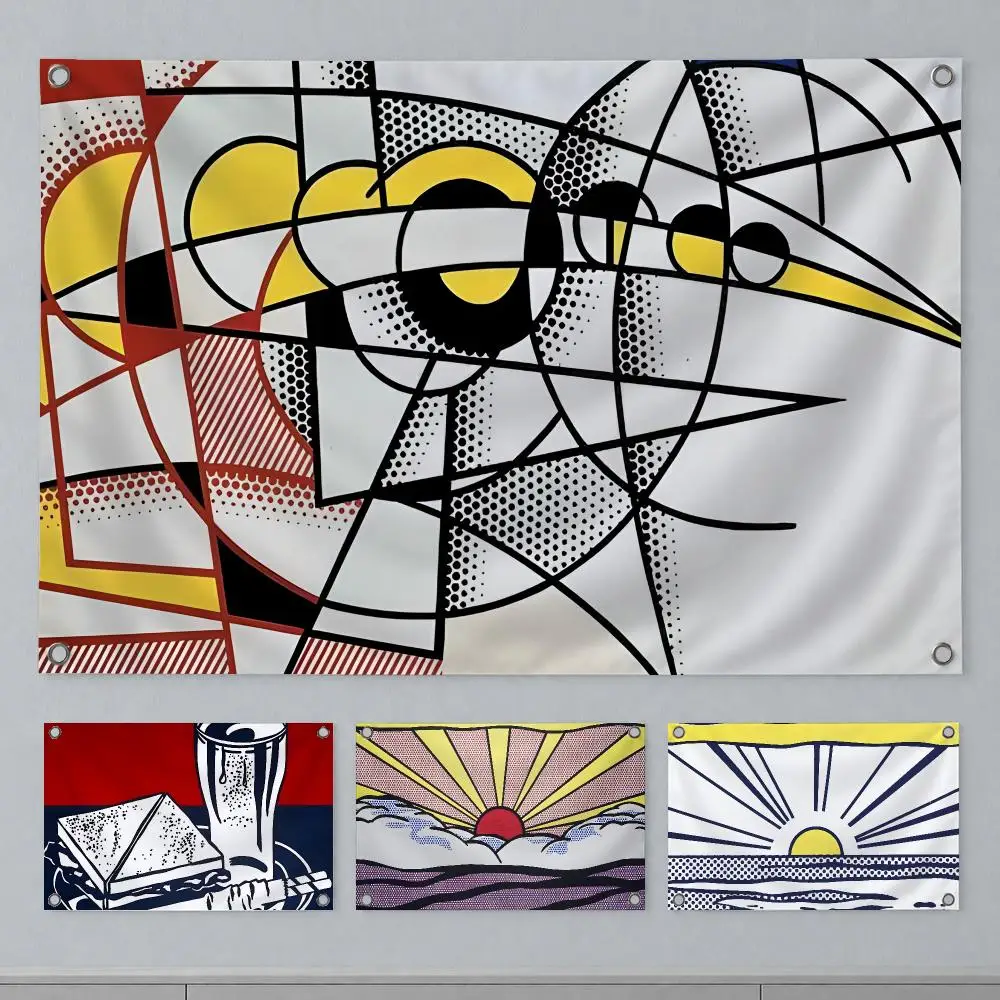 Artistic Artist Roy Lichtenstein Flags Wall Hanging Banner Indoor Outdoor Party Home Wall Decor Backdrop