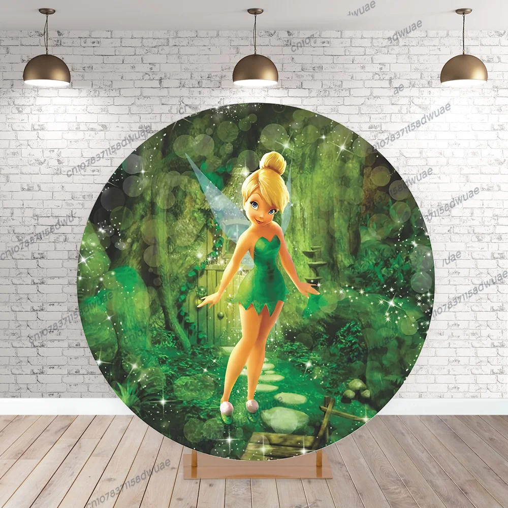 Tinker Bell Birthday party Photo Backdrop Baby Shower Photography Backdrop Round&Cylinders Plinth Covers Photo Background