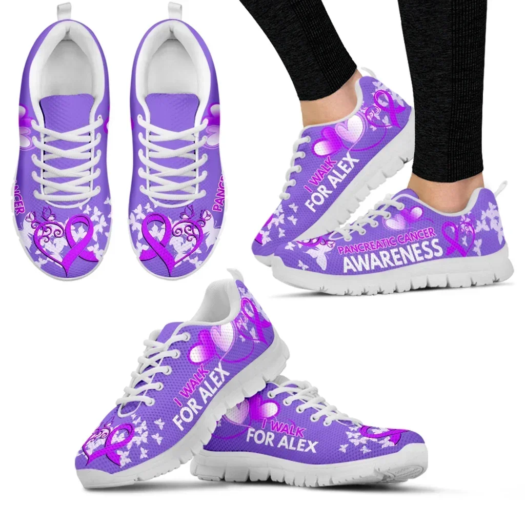 

Purple Ribbon Design Women's Sneakers Pancreatic Cancer Shoes Lupus/epilepsy Awareness Footwear Zapatos Planos