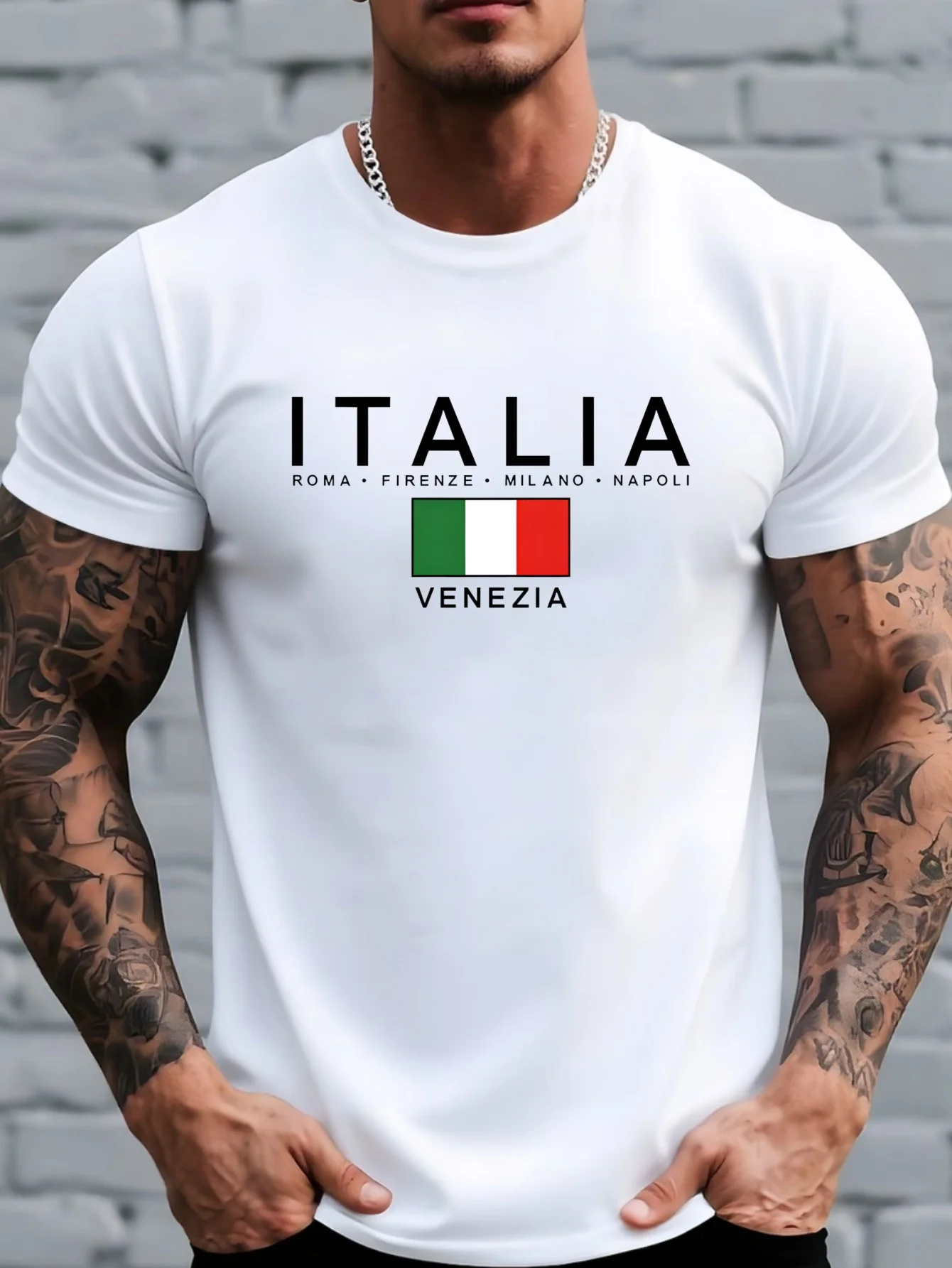 Camiseta con bandera italiana para hombre, Roma, Milán, Venecia, camiseta informal de manga corta con estampado de letras de Italia, camisa ligera y transpirable adecuada para viajes de verano, ropa informal, regalos italianos