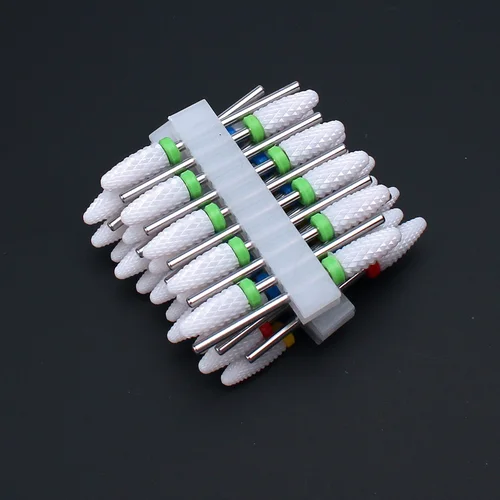 Imagen 2 del producto 10 unid/set fresa brocas de cerámica para uñas Kit de limas eléctricas para manicura cutícula eliminar rebabas herramientas de esmalte de Gel Accesorios