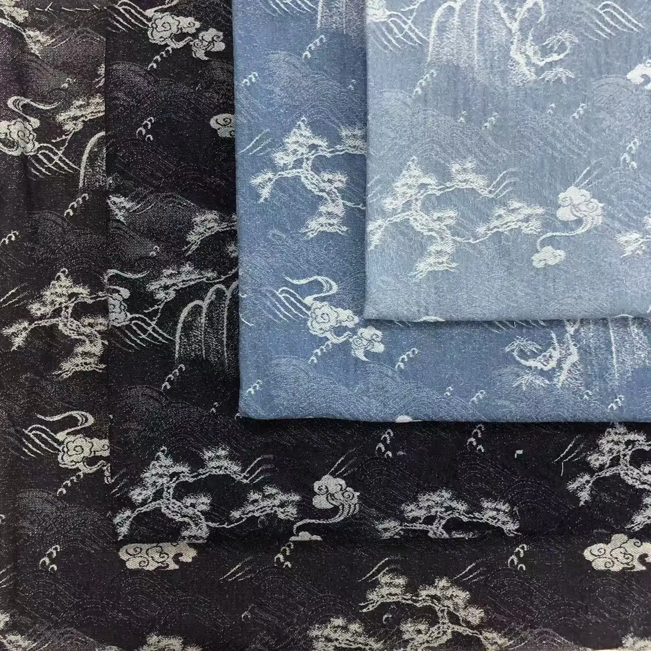 

Denim Fabric Pine tree Thickened Jacquard Washed Denim For Sewing Dresses Bags Pants bags hats DIY Denim Fabric
