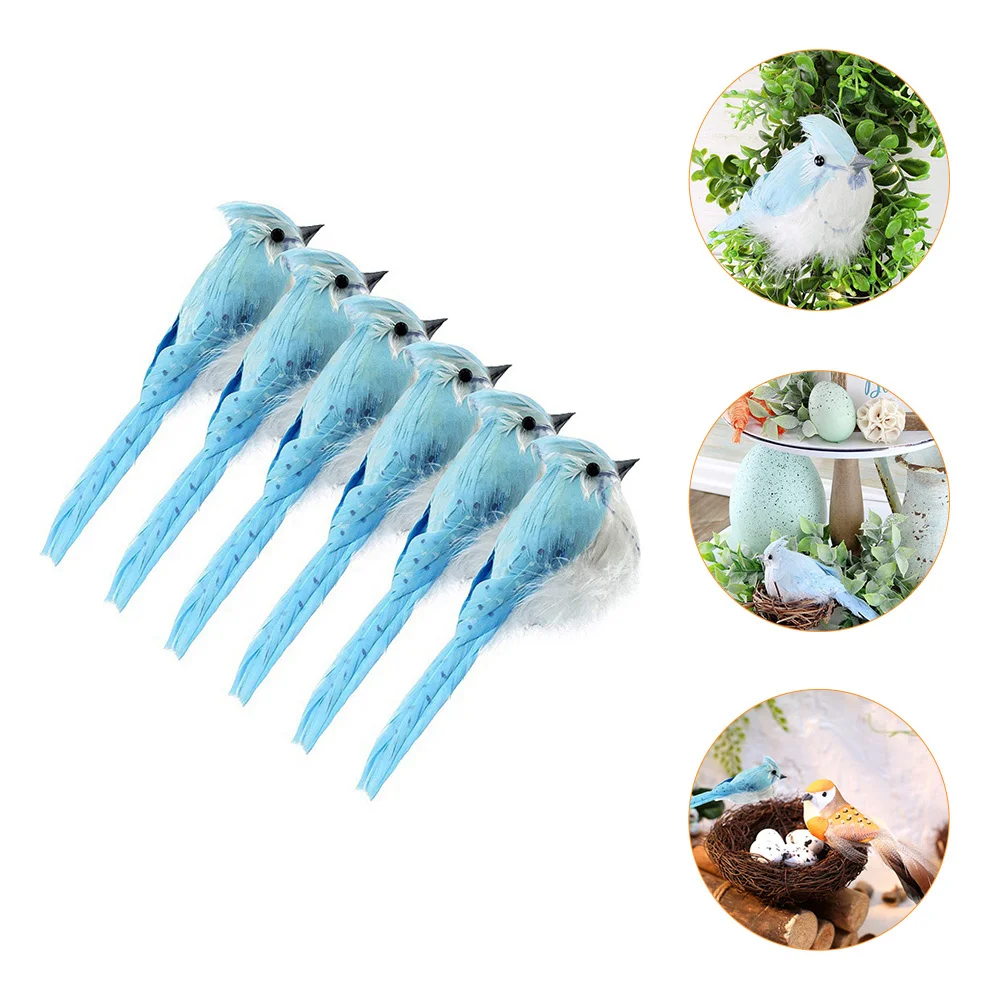 

6Pcs Realistic Simulation Birds Lifelike Garden Decorations Xmas Tree Ornaments Unique Creative Yard Sculptures