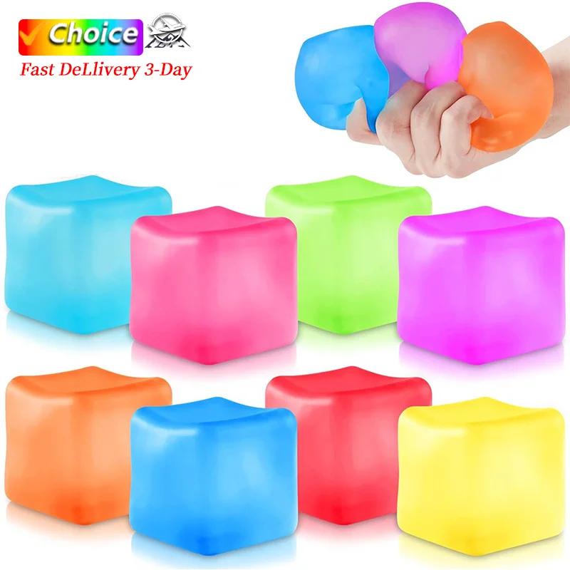 Pressure Relief Cube Water Cube Simulation Ice Cube Gel Filled Fingertip Calming Toy Kneadle