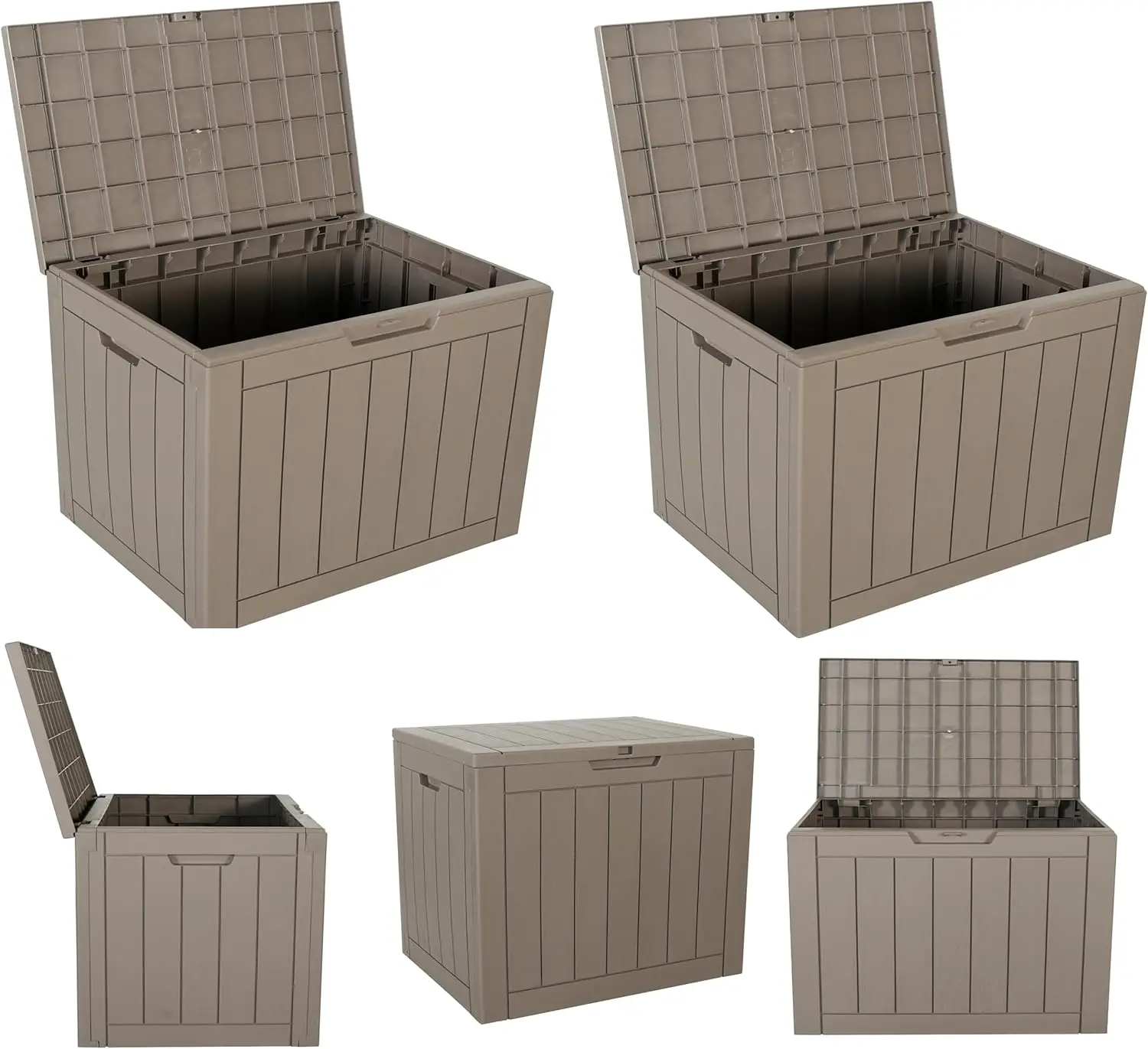 

Set of 2, Indoor Outdoor Storage Box, 30 Gallon Resin Deck Container for Package Delivery Patio Furniture Cushions Garden To